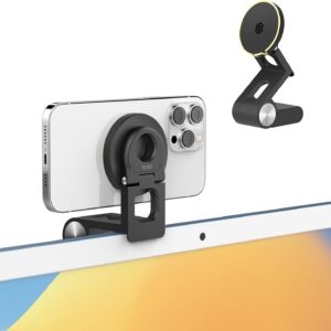 SODI Continuity Camera Mount for Desktop Monitor & iMac, Detachable iPhone Webcam Mount, Adjustable Magnetic Phone Stand for iPhone 17 Pro/Max 16/15/14/13/12 and Mac TV 4K Display OS Ventura